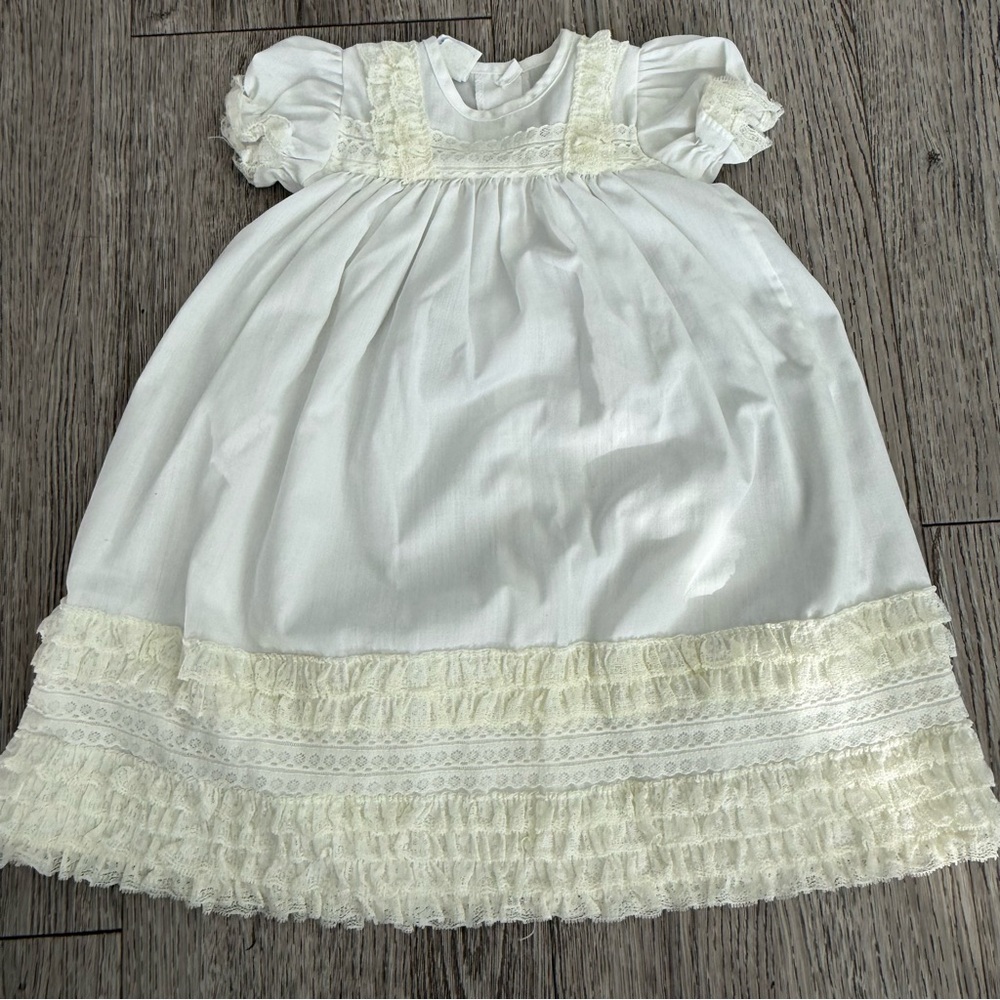 Vintage White Lace Baby Girl Dress Newborn